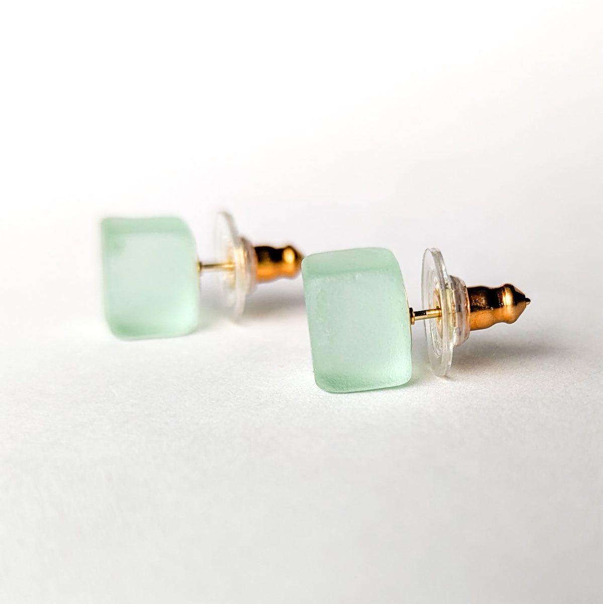 Cube Stud Earrings Gold Smart Glass Jewelry
